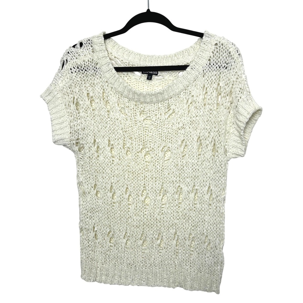Y2K Express crochet Top Women S White Open Knit layering Festival Boho Beachy
